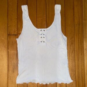 Hollister White Lace-Up Tank Top